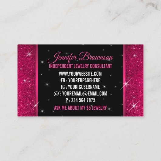 ありがとうスパークルグリッツきらきら光るジュエリー 名刺 (裏面)