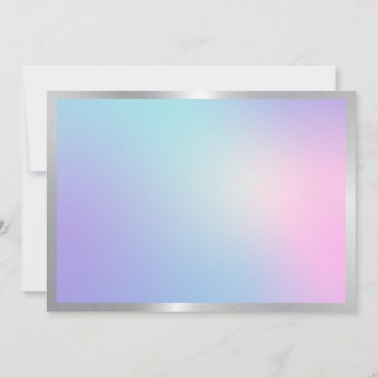 ありがとうタイポグラフィピンクとブルーグラデーション サンキューカード (裏面)