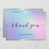 ありがとうタイポグラフィピンクとブルーグラデーション サンキューカード (正面/裏面)