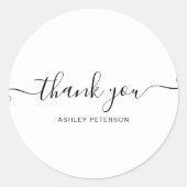 ありがとうタイポグラフィミニマリスト白黒 ラウンドシール (正面)