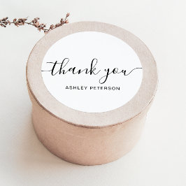 ありがとうタイポグラフィミニマリスト白黒 ラウンドシール