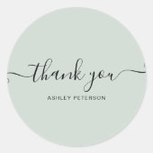 ありがとうタイポグラフィミニマリスト緑 ラウンドシール (正面)