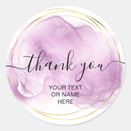 ありがとうタイポグラフィミニマルなロゴ紫 ラウンドシール