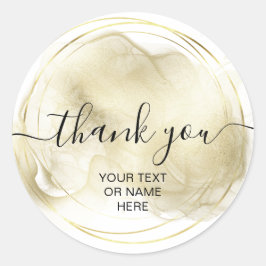 ありがとうタイポグラフィミニマルなロゴ金ゴールド ラウンドシール