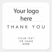 ありがとうタイポグラフィミニマル白黒広告ログ スクエアシール (正面)