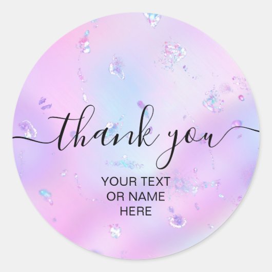 ありがとうタイポグラフィミニマル虹色オパール ラウンドシール (正面)