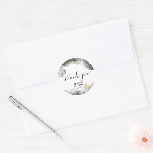 ありがとうタイポグラフィミニマル赤面ピンクロゴcl ラウンドシール (封筒)