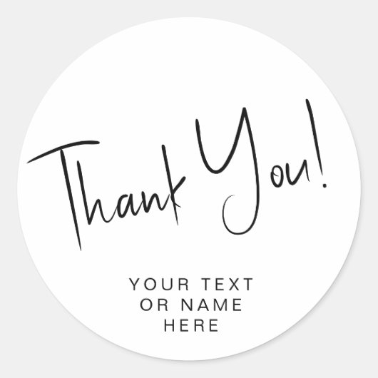 ありがとうタイポグラフィミニマル黒白cl ラウンドシール (正面)