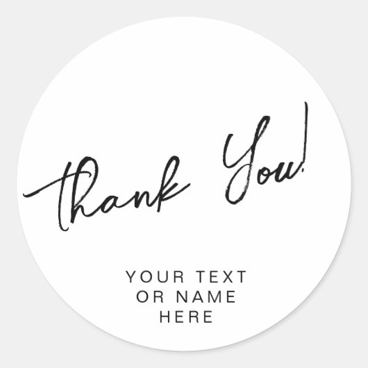 ありがとうタイポグラフィミニマル黒白cl ラウンドシール (正面)
