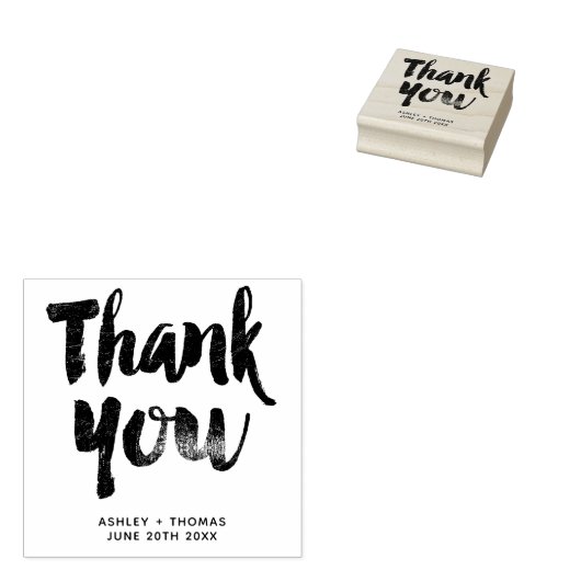ありがとうタイポグラフィ素朴なシックシンプルな結婚 ラバースタンプ (押印)