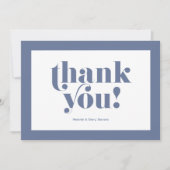 ありがとうタイポグラフィ青の白 サンキューカード (正面)