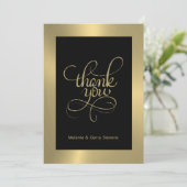 ありがとうタイポグラフィ、黒い背景の金ゴールド サンキューカード (スタンド正面)