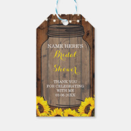 ありがとうタグ木の瓶ひまわり花ブライダルシャワー ギフトタグ
