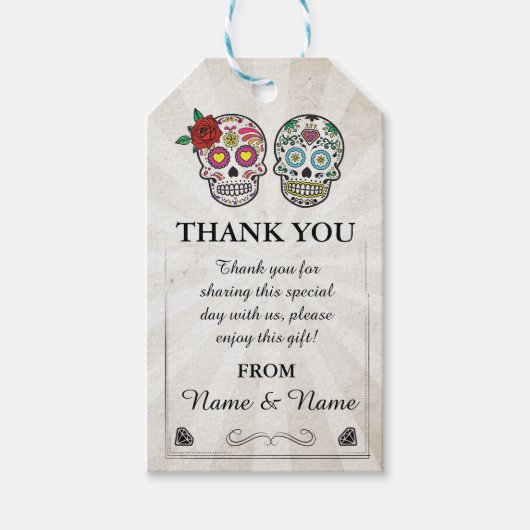 ありがとうタグ砂糖skulls好意タグウェディング ギフトタグ (正面)