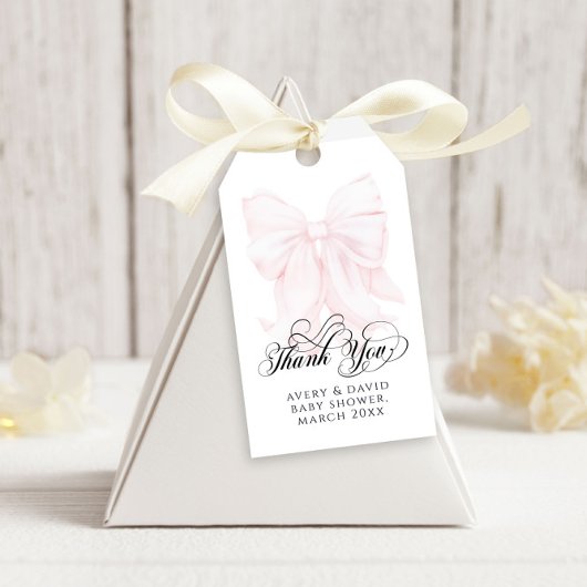 ありがとうタグ ワン 1歳の誕生日 ピンクのリボン 女の子 ギフトタグ