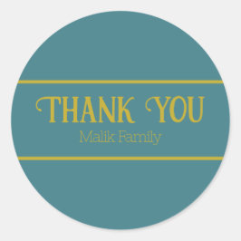 ありがとうターコイズ無地のの色をカスタマイズ ラウンドシール