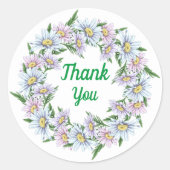 ありがとうダイジーフラワーリースステッカー ラウンドシール (正面)