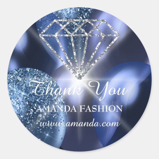 ありがとうダイヤモンド名ブルーネイビーバロン ラウンドシール (正面)