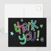 ありがとうチョーク文字オンブラック ポストカード (正面/裏面)