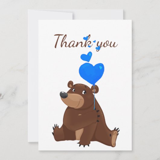 ありがとうテディベアバルーン漫画おもしろい動物 サンキューカード (正面)