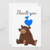ありがとうテディベアバルーン漫画おもしろい動物 サンキューカード (正面/裏面)