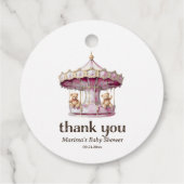 ありがとうテディベアーツインガールベビーシャワー フェイバータグ (裏面)