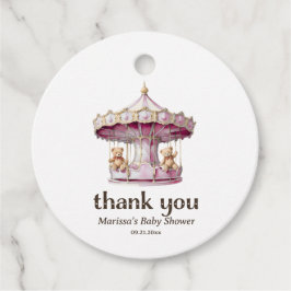 ありがとうテディベアーツインガールベビーシャワー フェイバータグ