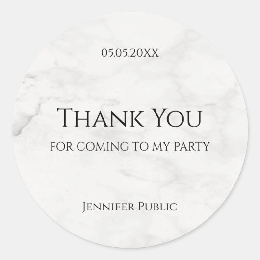 ありがとうテンプレートモダンホワイト大理石エレガント ラウンドシール (正面)