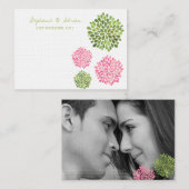 ありがとうテーブル座席表ピンクグリーン開花 プレイスカード (正面/裏面)