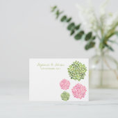 ありがとうテーブル座席表ピンクグリーン開花 プレイスカード (スタンド正面)