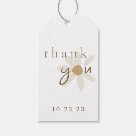 ありがとうデイジーフローラかわいい好意バッグギフトラベル ギフトタグ (正面)