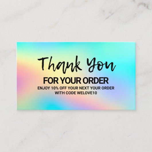 ありがとうトレンディーカラーホロインスタグラム割引 名刺 (正面)