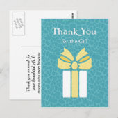 ありがとうトレンディーティール(緑がかった色)と黄色の動物のパターン ポストカード (正面/裏面)