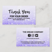 ありがとうトレンディーパープルグリッターinstagram割引 名刺 (正面/裏面)