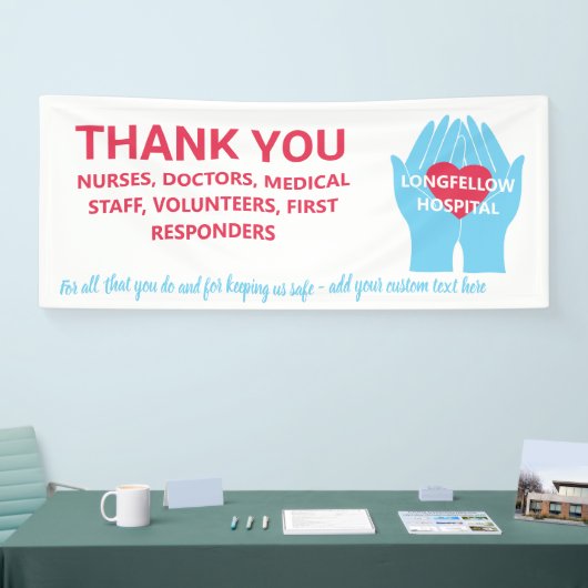 ありがとうナースドク救済ターズハンズカスタム文字 横断幕 (トレードショー)