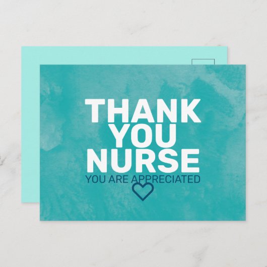 ありがとうナース:ご感謝申し上げますターコイズ ポストカード (正面/裏面)