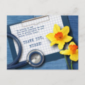 ありがとうナース。春ダフォジル及び聴診器 ポストカード (正面)