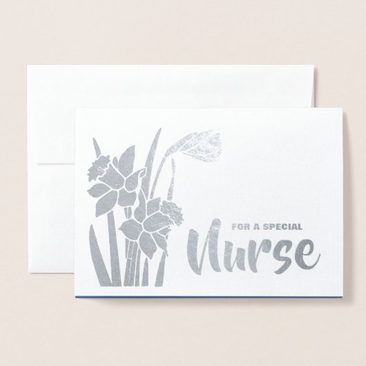 ありがとうナース。春ダフォジル及び聴診器 箔カード (封筒付き正面)