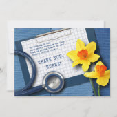 ありがとうナース。水仙・聴診器カード 招待状 (正面)