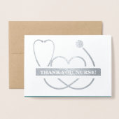 ありがとうナース。聴診器および春デイジー 箔カード (封筒付き正面)