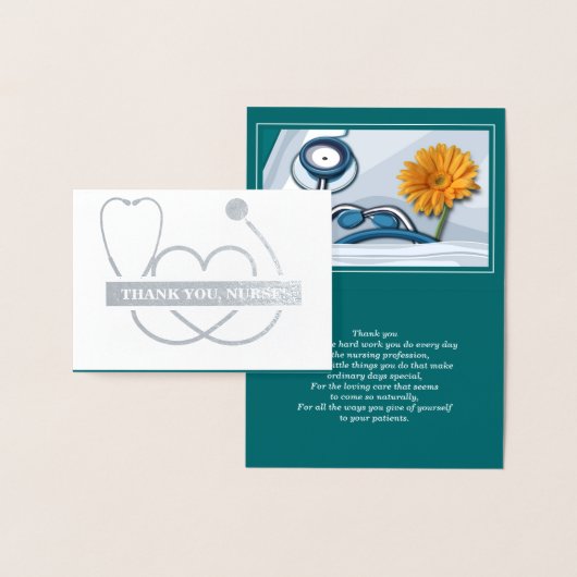 ありがとうナース。聴診器とデイジー贅沢 箔カード (ディスプレー)