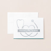 ありがとうナース。聴診器とデイジー贅沢 箔カード (封筒付き正面)