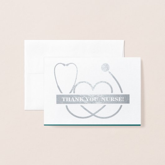 ありがとうナース。聴診器とデイジー贅沢 箔カード (封筒付き正面)