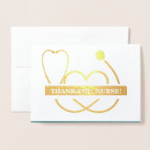 ありがとうナース。聴診器とデイジー贅沢 箔カード (封筒付き正面)