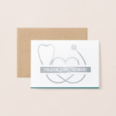 ありがとうナース。聴診器とデイジー贅沢 箔カード (封筒付き正面)