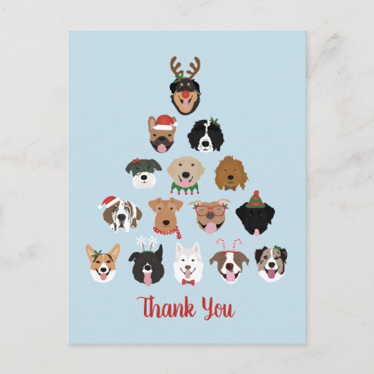 ありがとうハッピーパウリデイズの犬のクリスマスツリー ポストカード (正面)