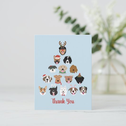 ありがとうハッピーパウリデイズ犬のクリスマスツリー ポストカード (スタンド正面)