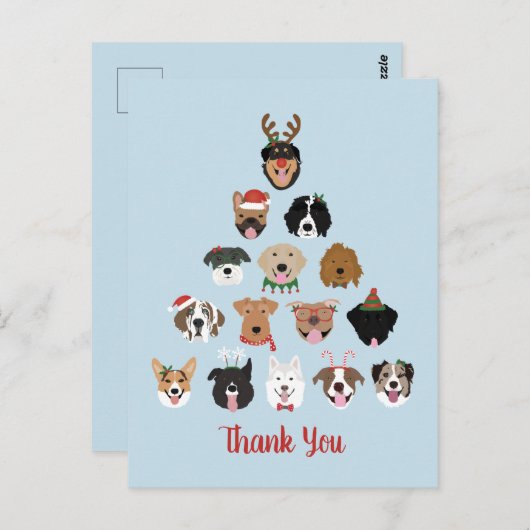ありがとうハッピーパウリデイズ犬のクリスマスツリー ポストカード (正面/裏面)