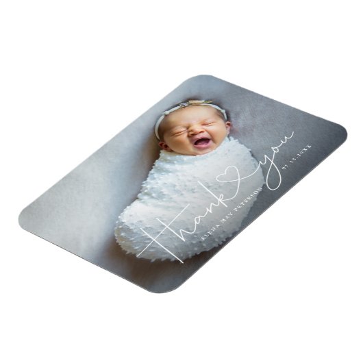 ありがとうハートかわいいミニマル生誕発表 マグネット (左側)