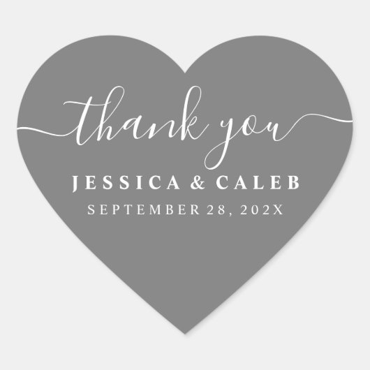 ありがとうハートカップルのステッカー ハートシール (正面)